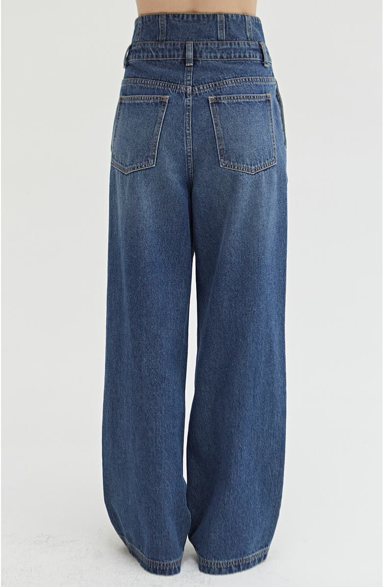 CRESCENT Corset Detailed Denim Pants, Alternate, color, Denim Blue