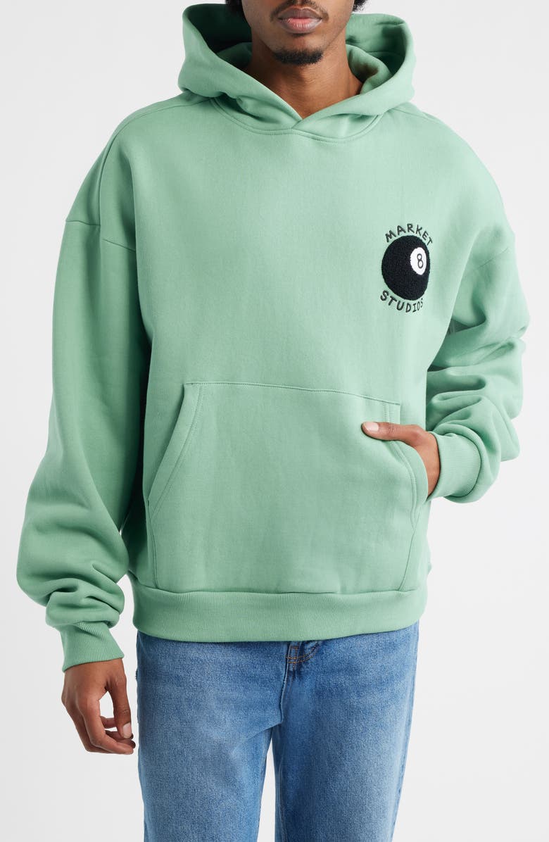 MARKET Eight Ball Embroidered Hoodie, Main, color, Green