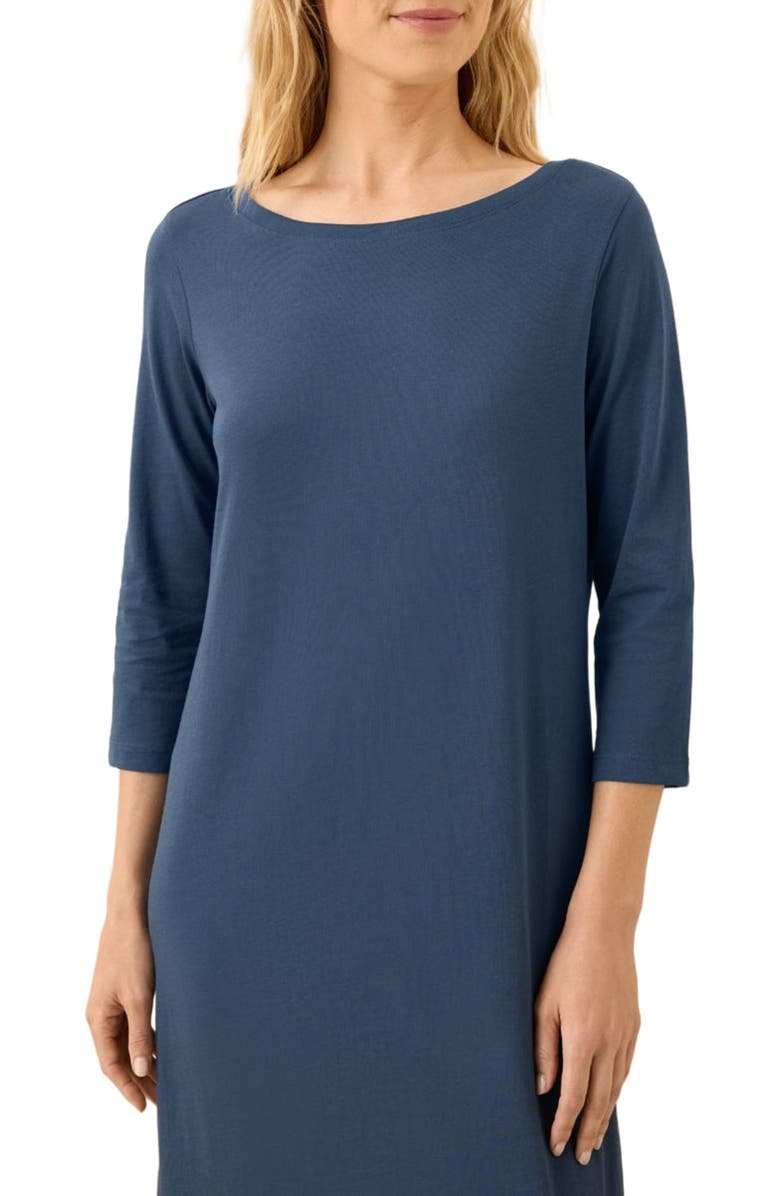 Pact Organic Cotton Softspun Boat Neck Dress, Alternate, color, French Navy