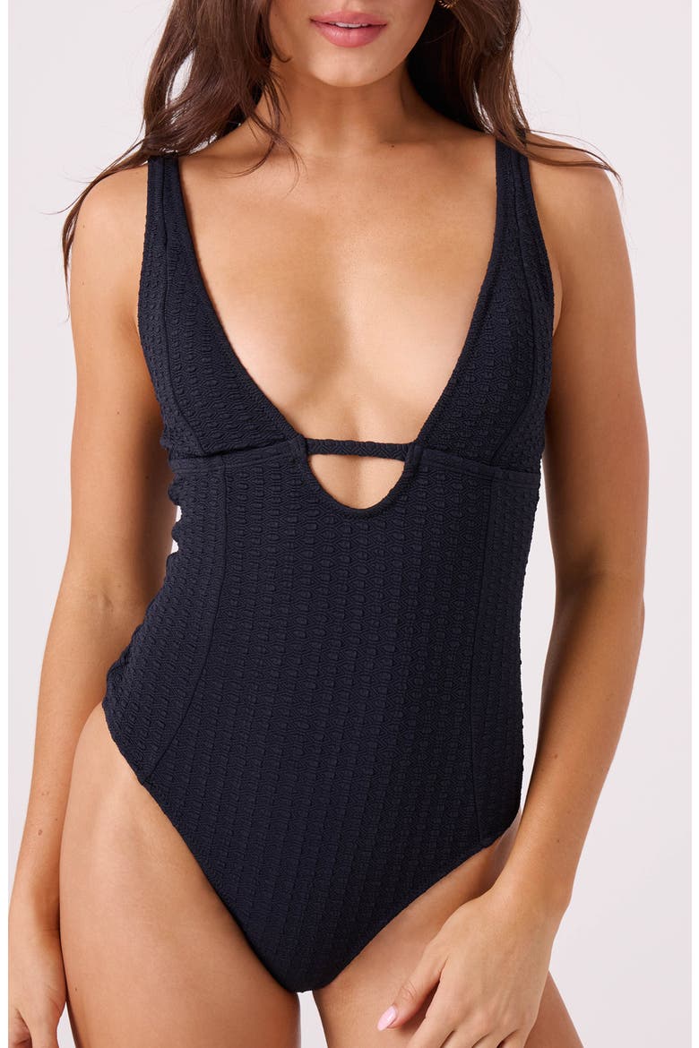 Haleiwa Plunge One-Piece Swimsuit, Main, color, ANTHRACITE