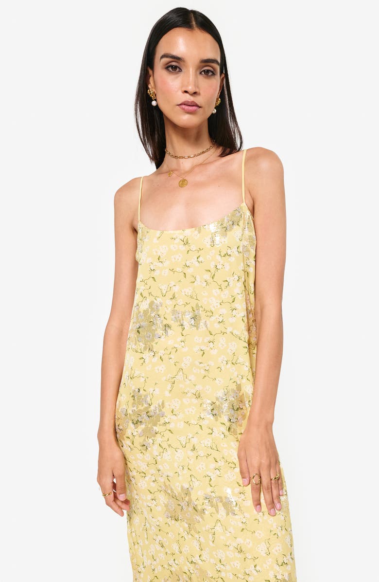 CAMI NYC Lux Floral Print Metallic Silk Maxi Slipdress, Alternate, color,