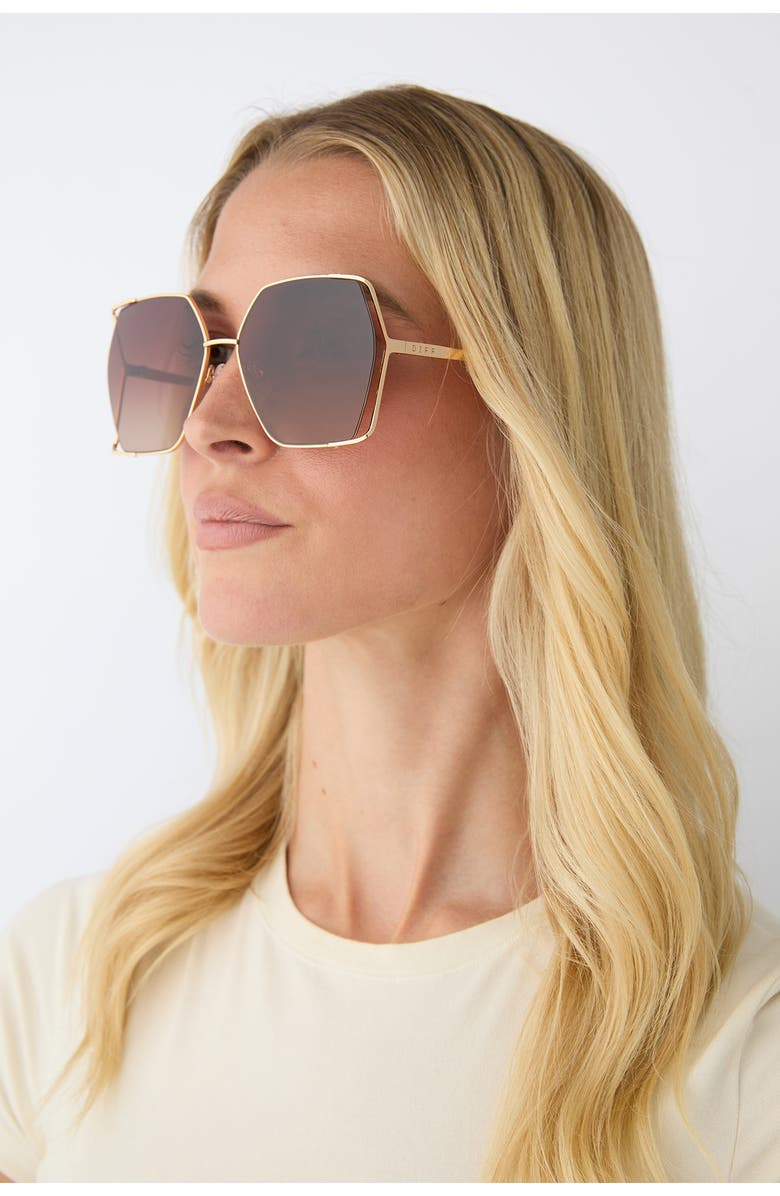 DIFF Donna IV 61mm Gradient Square Sunglasses, Alternate, color, Brown Gradient