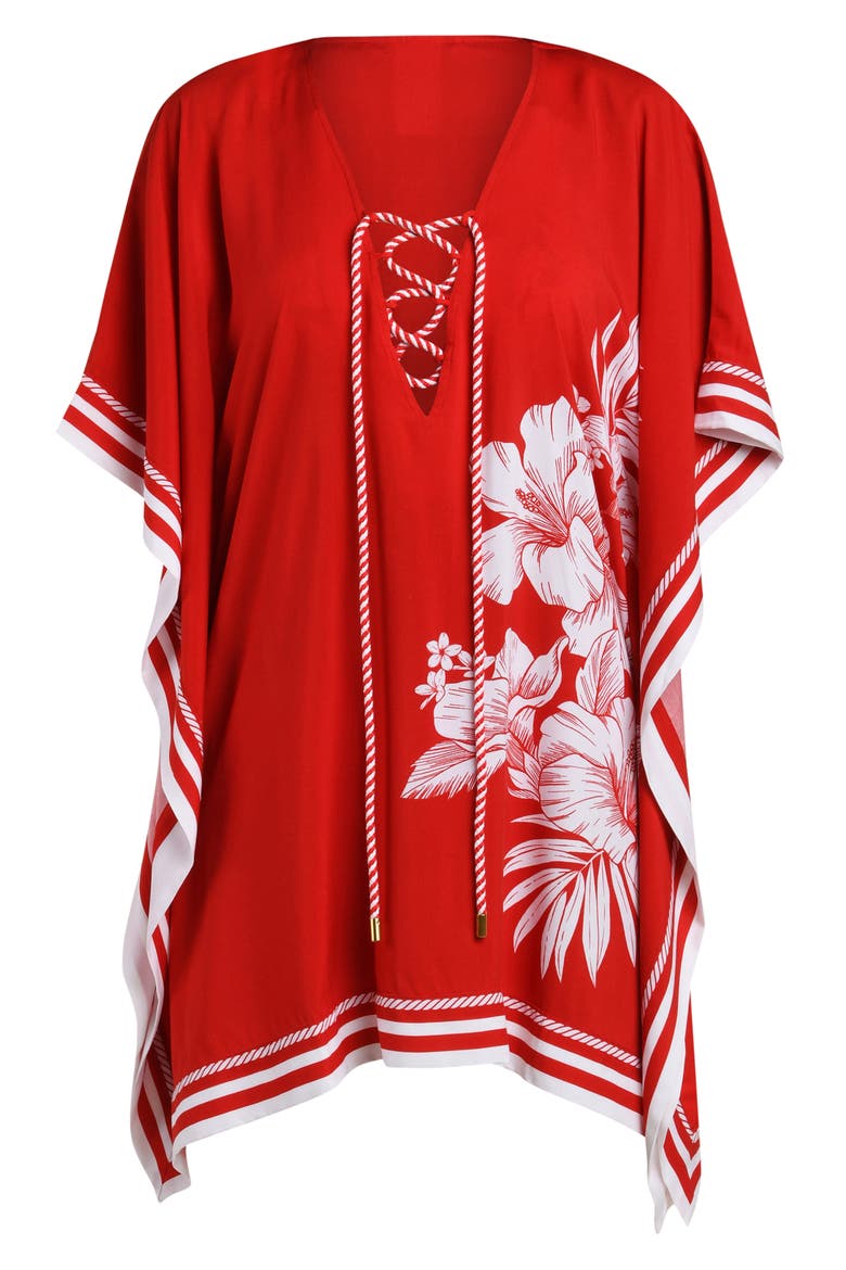 Mariner Cover-Up Caftan, Alternate, color, RUBY