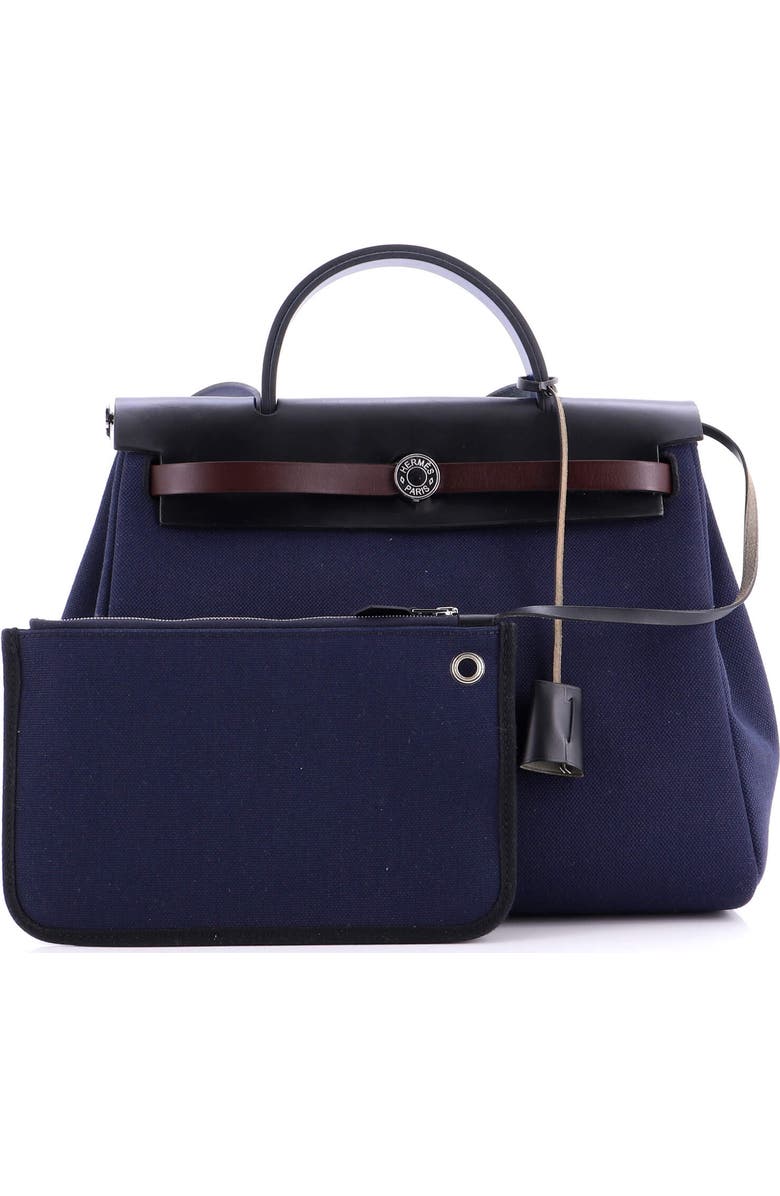 Pre-Owned Hermes Herbag Zip Leather and Toile 31, Alternate, color, Bleu Nuit