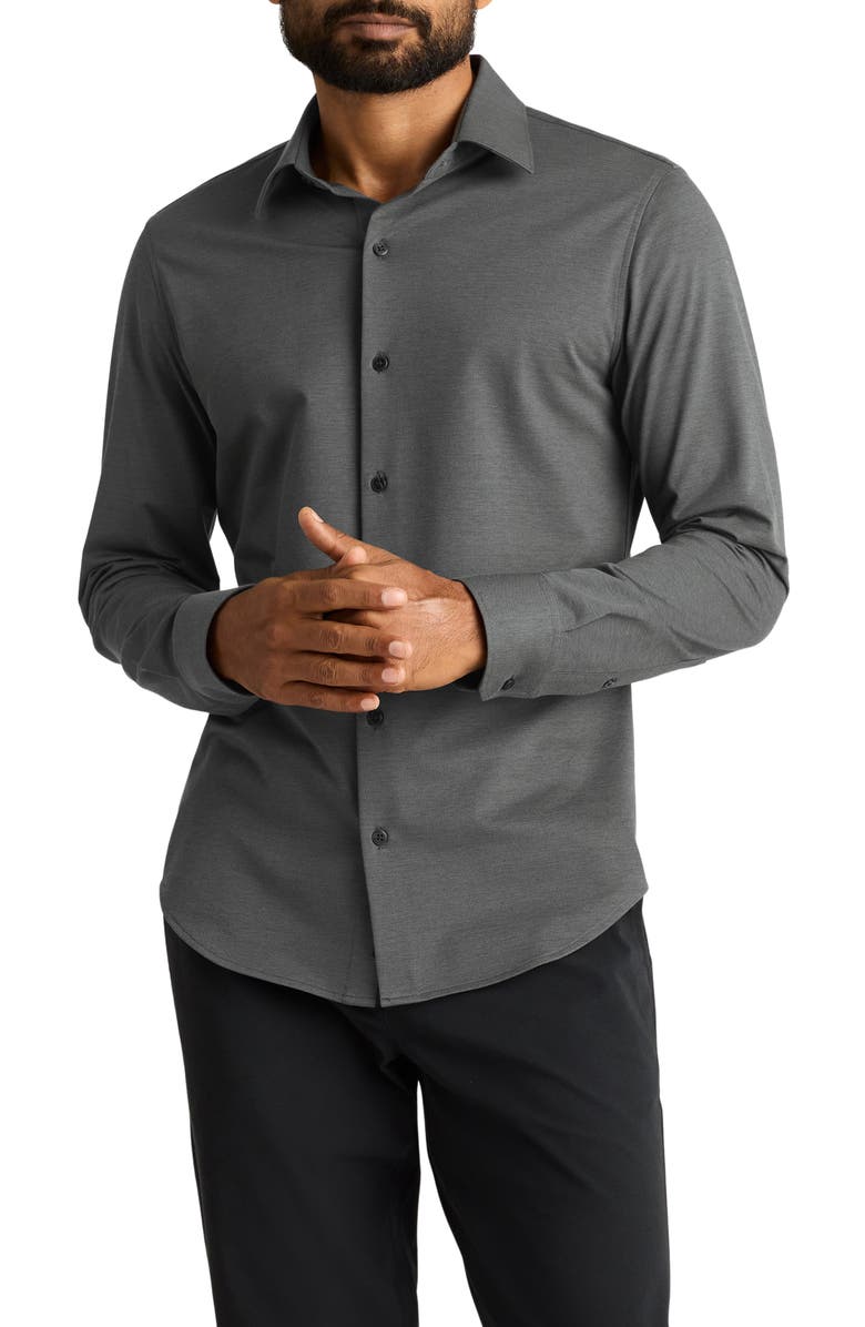 Bonobos Wear to Work Slim Fit Cotton Blend Piqué Performance Button-Up Shirt, Main, color, Charcoal