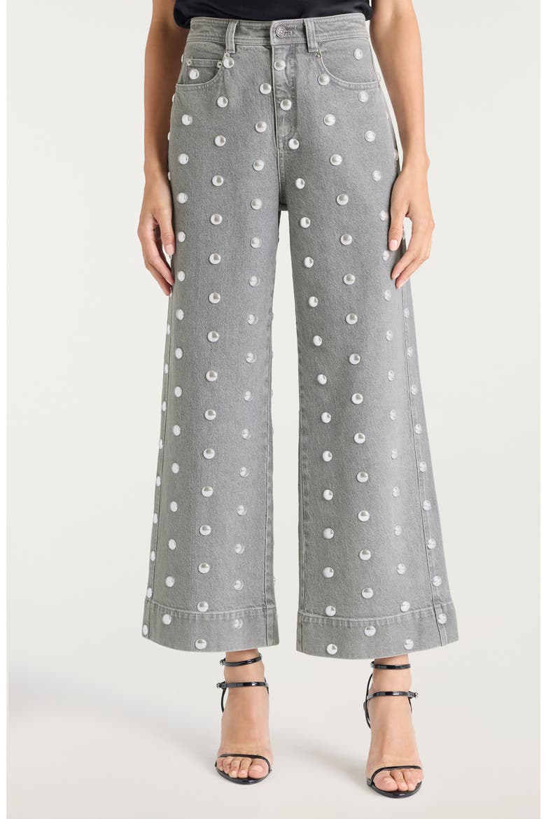 Betsy Studded Flare Ankle Jeans, Main, color, LUNE/ SILVER