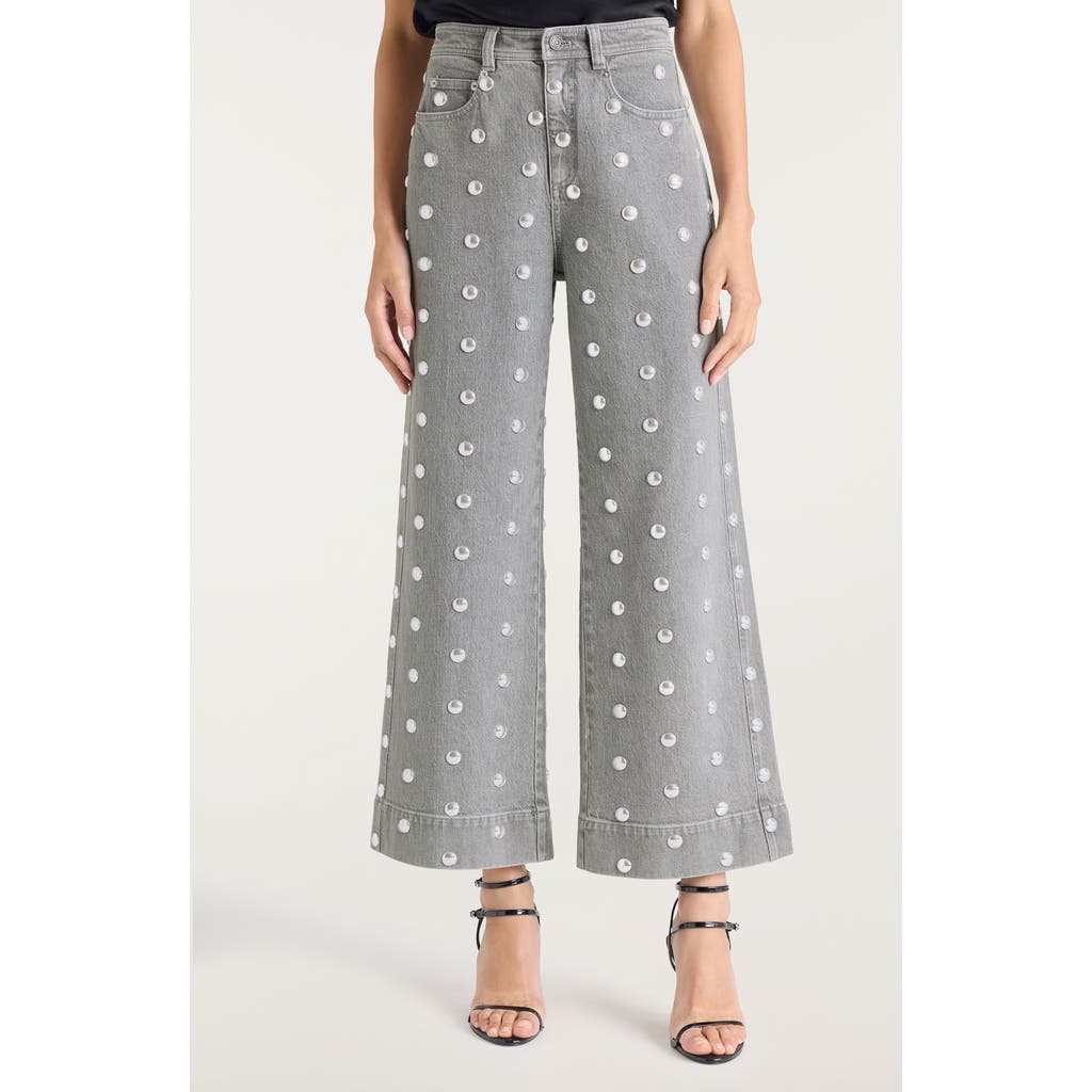 Cinq À Sept Betsy Studded Flare Ankle Jeans In Gray