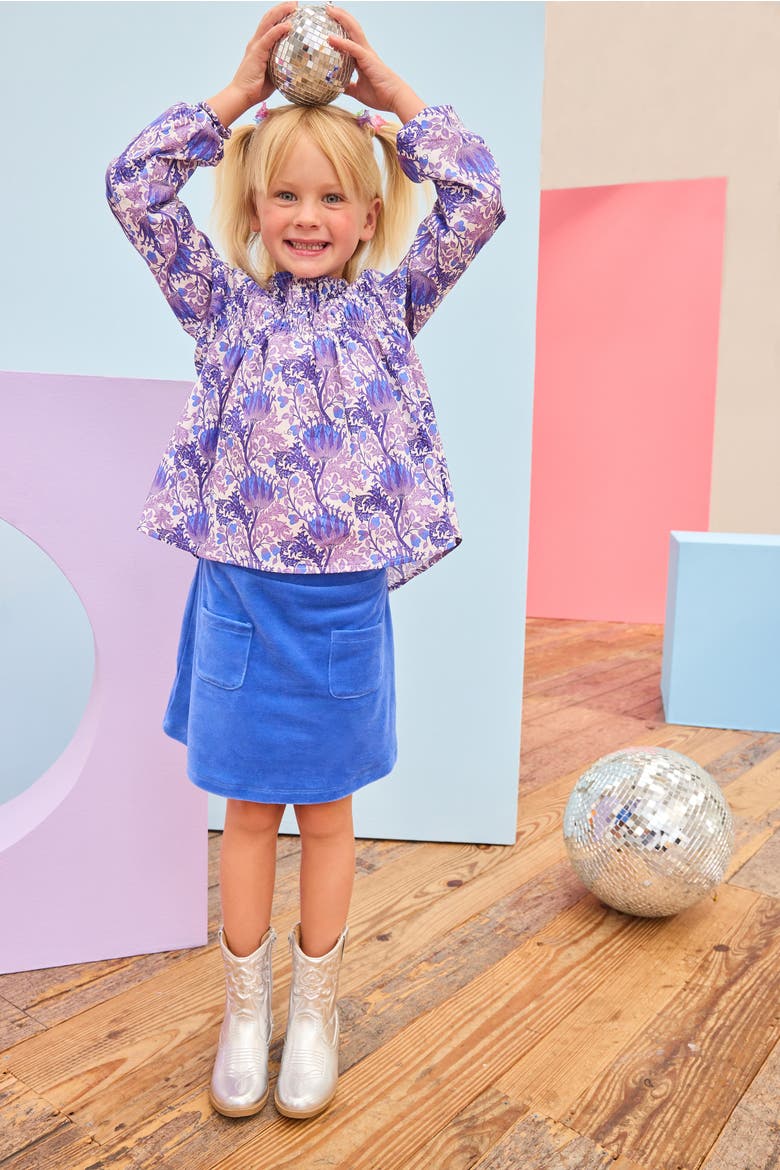 Kids' Velour Patch Pocket Skort, Alternate, color, Regent's Blue