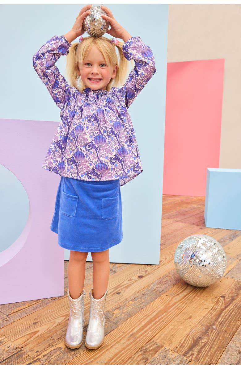 BISBY Kids' Velour Patch Pocket Skort, Alternate, color, Regent's Blue