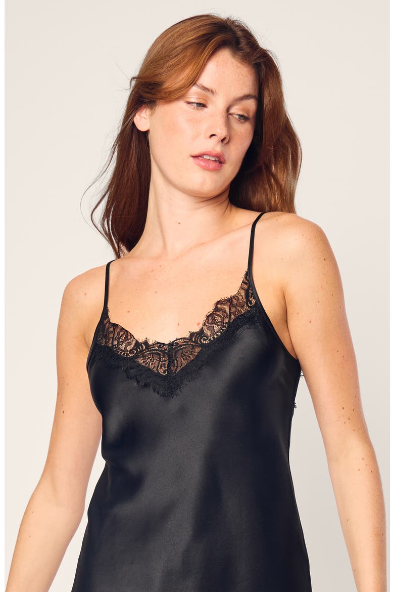Silk Lace Cami Short Pajamas, Alternate, color, BLACK