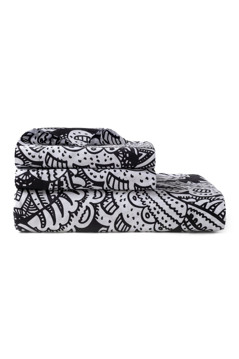 Paisley 3-Piece Duvet Set, Main, color, BLACK