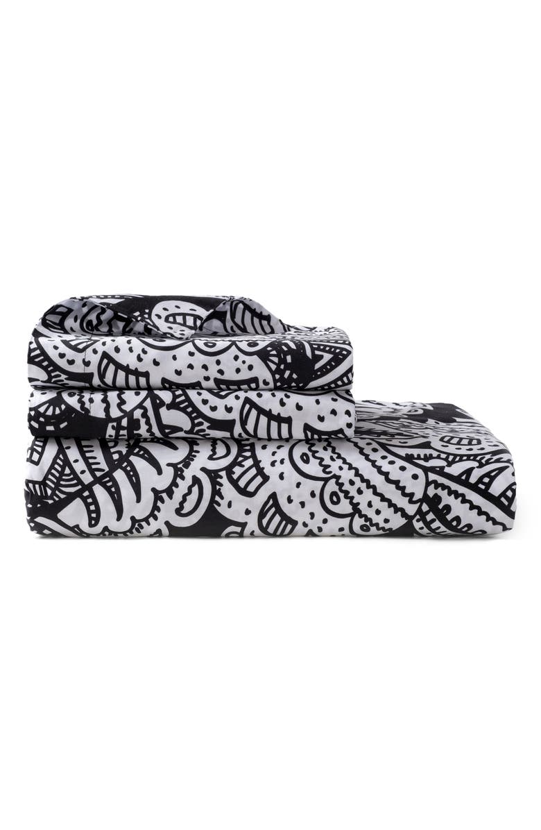 Brooks Brothers Paisley 3-Piece Duvet Set, Main, color, Black