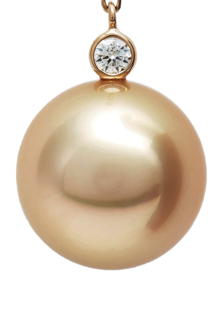 South Sea Cultured Pearl & Diamond Drop Earrings, Alternate, color, YELLOW GOLD