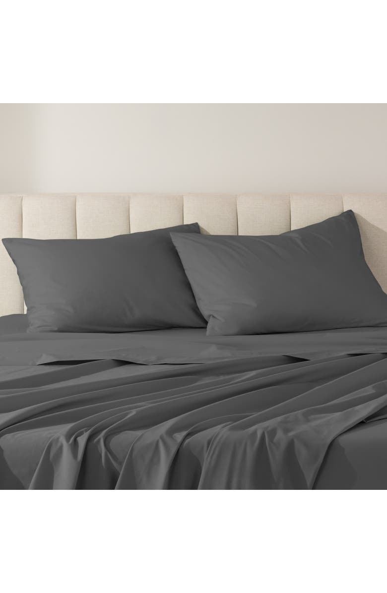 Bare Home 100% Organic Cotton Percale Cooling Pillowcase Set, Alternate, color, Grey