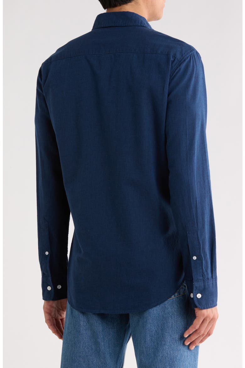 Everyday Slim Fit Long Sleeve Cotton & Linen Shirt, Alternate, color, TITAN BLUE