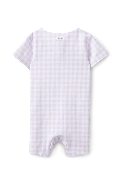 Cotton On Kids The Billie Short Sleeve Zip Romper In Vintage Lilac Gingham Cherry