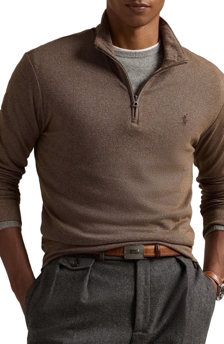 Polo Ralph Lauren Double Knit Jersey Quarter Zip Pullover, Main, color, 