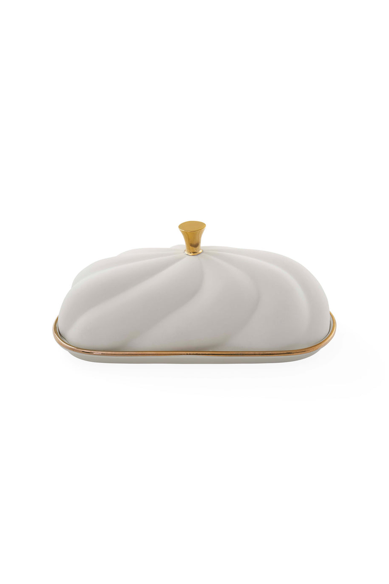 Geneva Butter Dish, Main, color, White / Gold