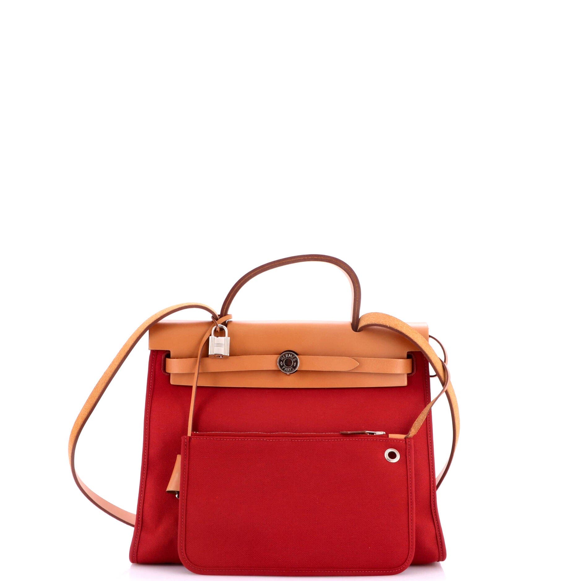 Herbag Zip Leather and Toile 31, Alternate, color, Red