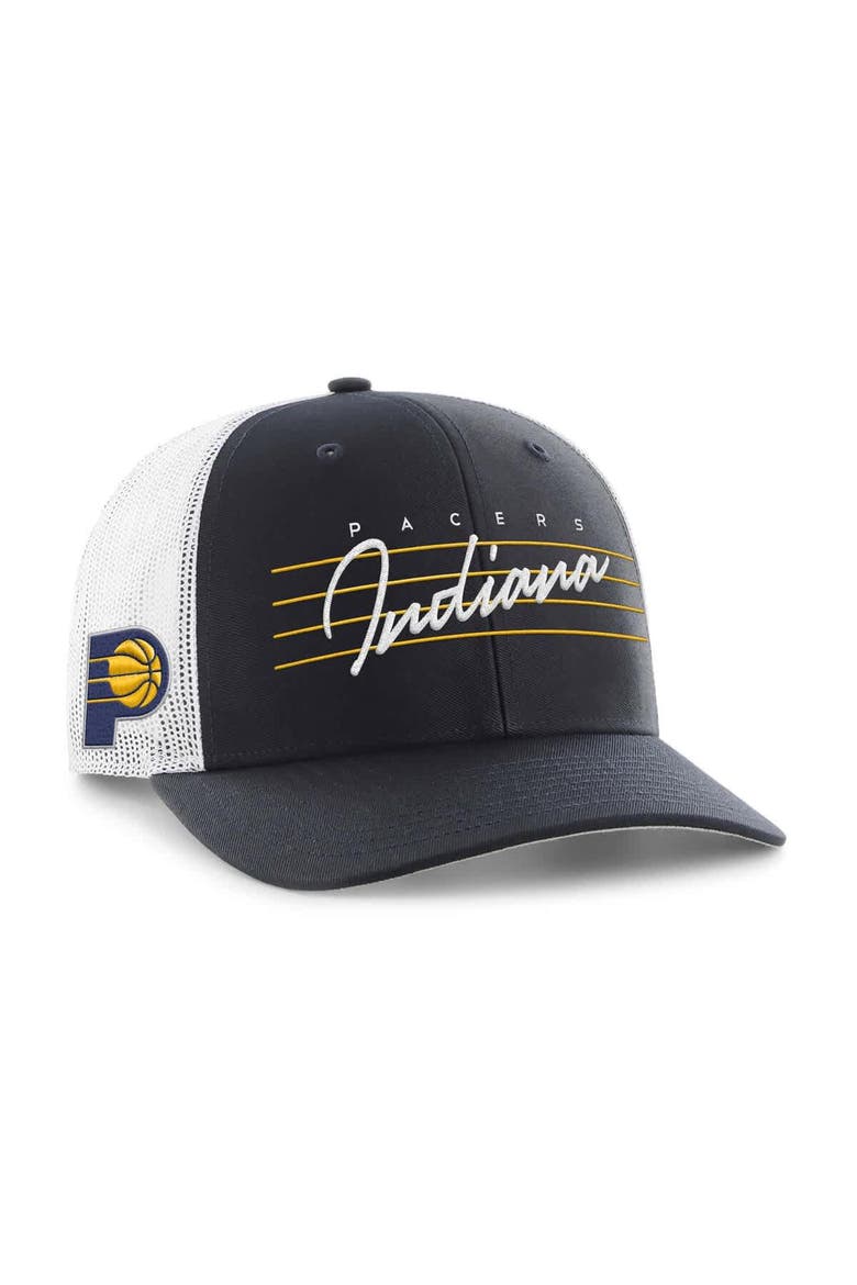 Men's '47 Navy Indiana Pacers Downburst Trucker Adjustable Hat, Main, color, Navy