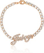 Juicy Couture Crystal Tennis Bracelet with Signature Script Logo Charm