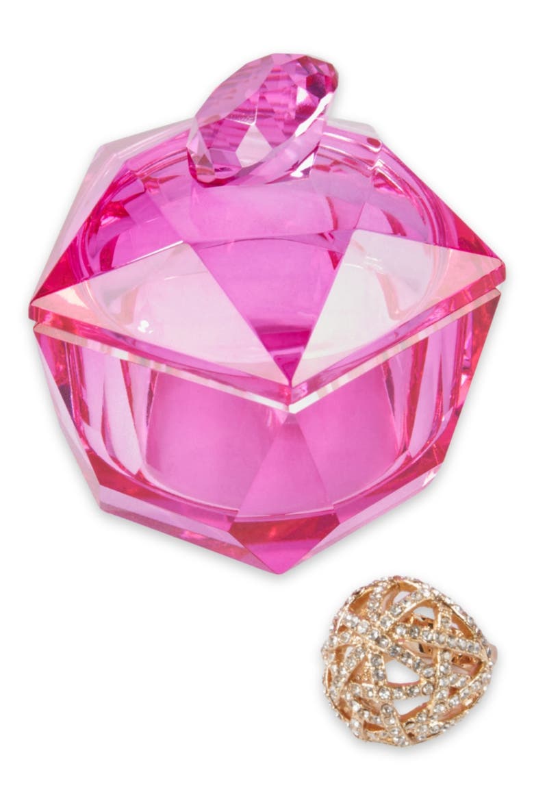 Faceted Crystal Storage Jewlery Jar with Lid, Alternate, color, MULTI-COLOR