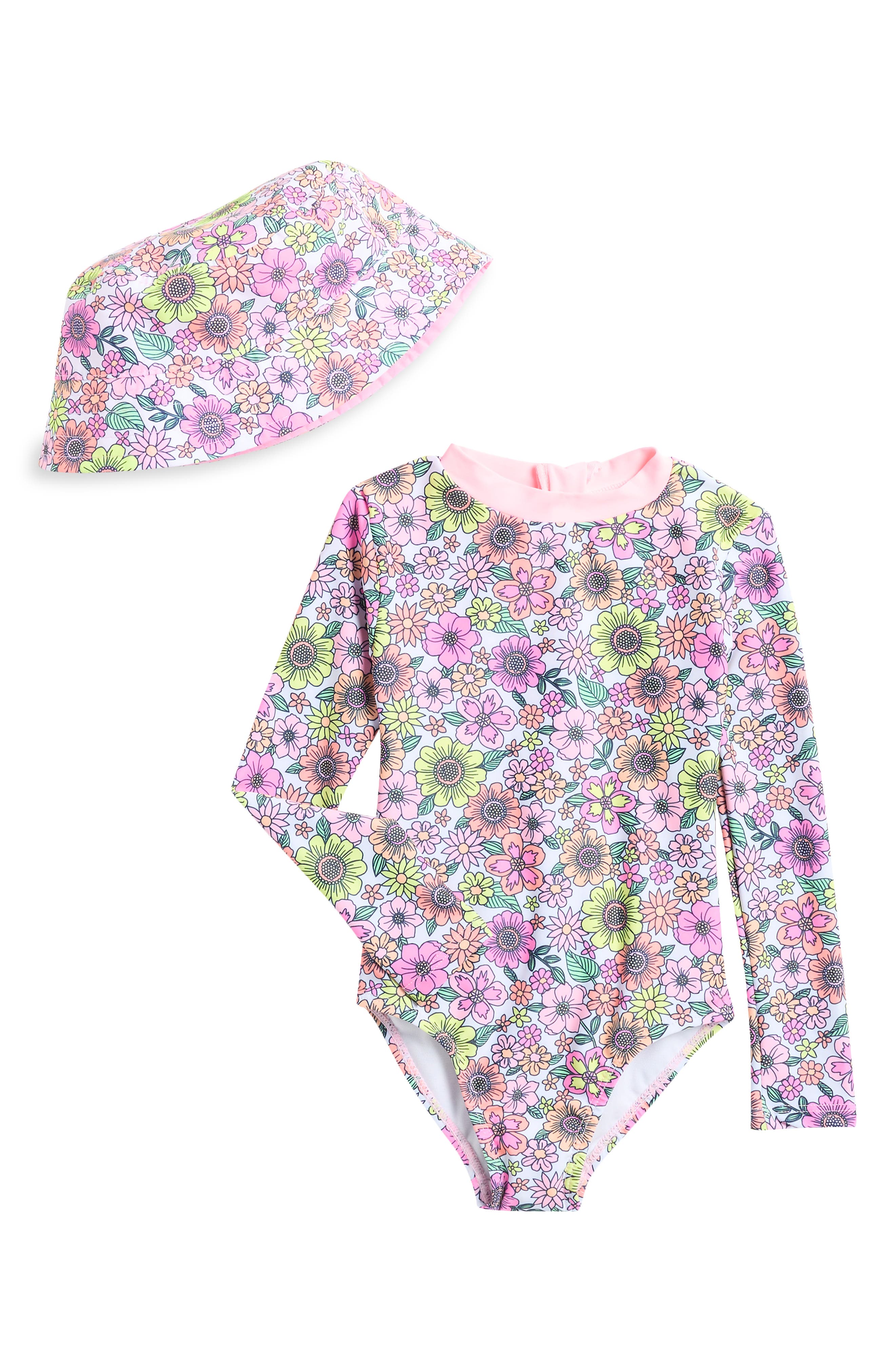 BMAGICAL Kids' One-Piece Rashguard & Hat Set | Nordstromrack