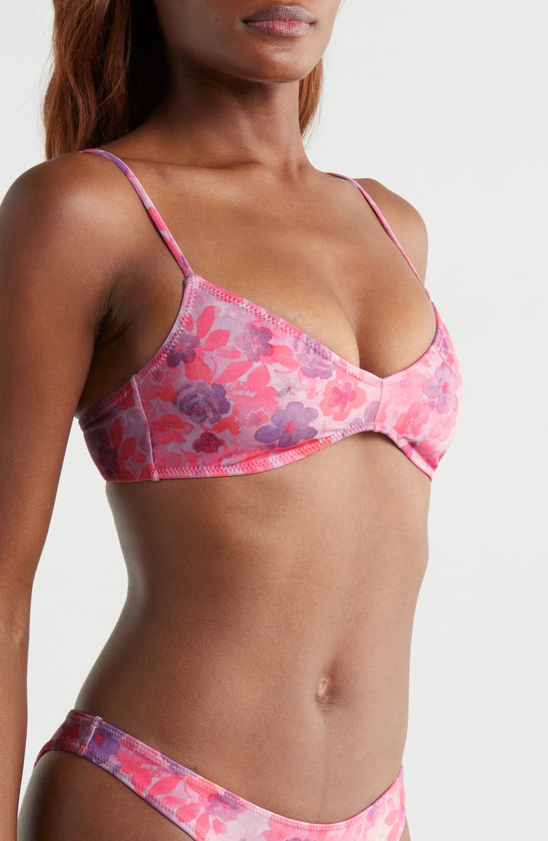 PacSun Dana Shine Bikini Top, Alternate, color, Pink/ Purple Floral