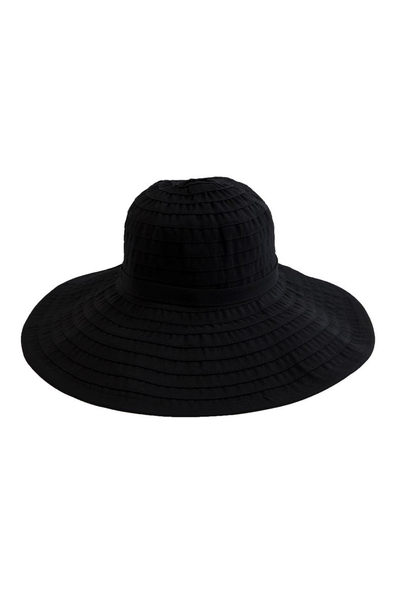 Ribbon Wide Brim Hat, Main, color, BLACK