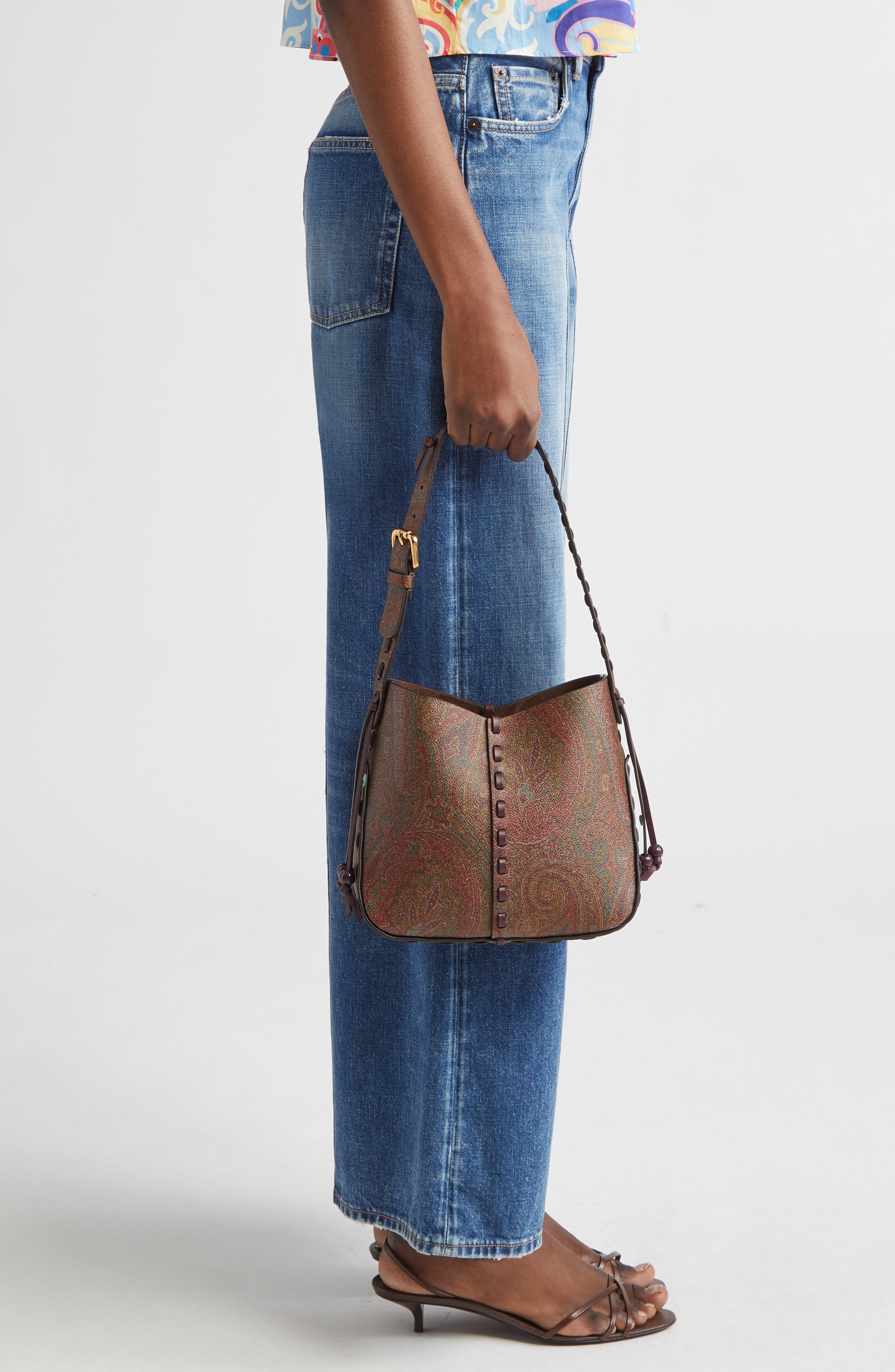 Etro Vulcan Arnica Coated Crossbody Bag, Alternate, color, 