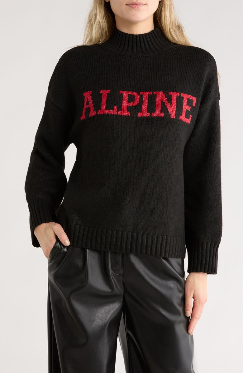 Sanctuary Alpine Mock Neck Sweater, Main, color, Black/ Red