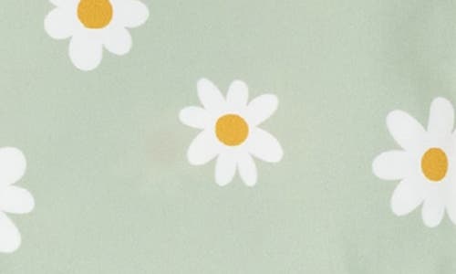 Petit Lem Kids' Long Sleeve Daisy Print Two-piece Rashguard Swimsuit In Light Green