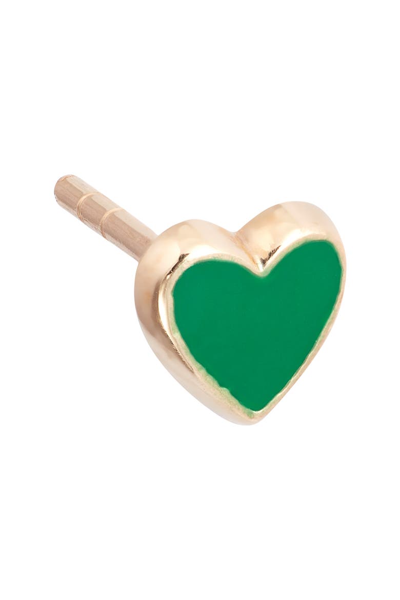 Enamel Heart Stud Earrings, Alternate, color, GREEN
