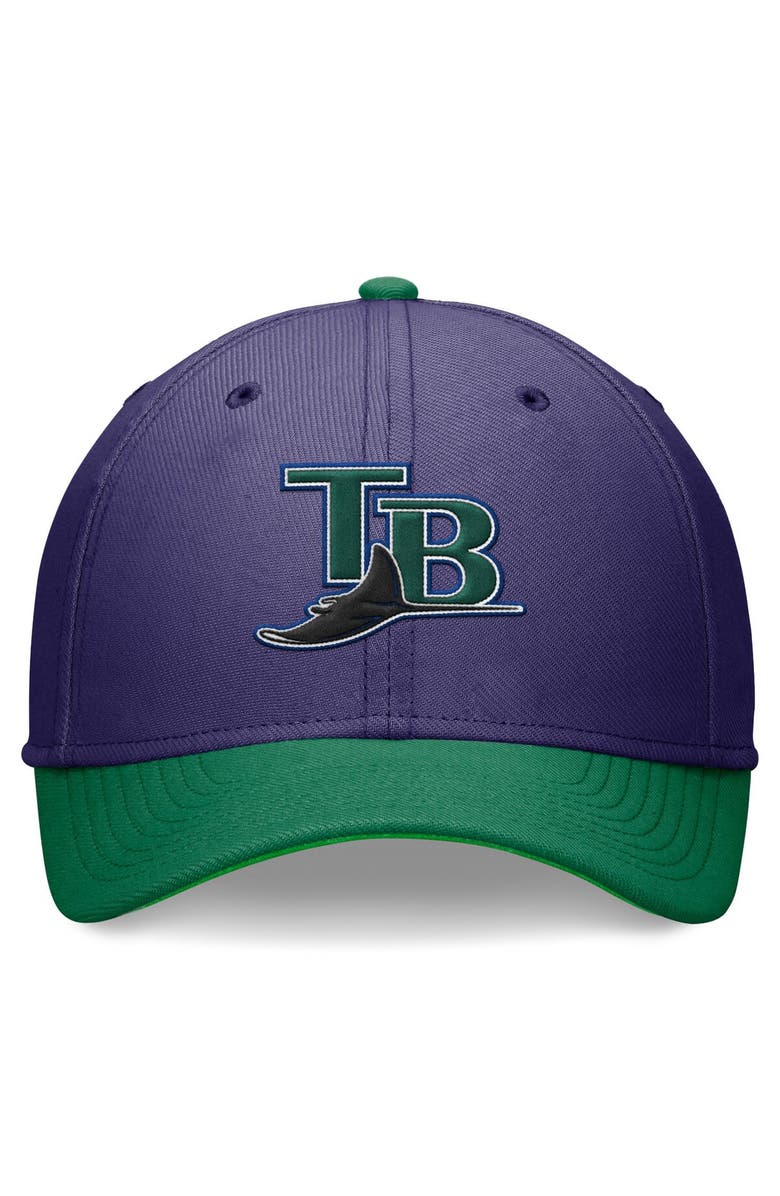 Nike Men's Nike Purple/Green Tampa Bay Rays Cooperstown Collection Rewind Swooshflex Performance Hat, Alternate, color, Purple