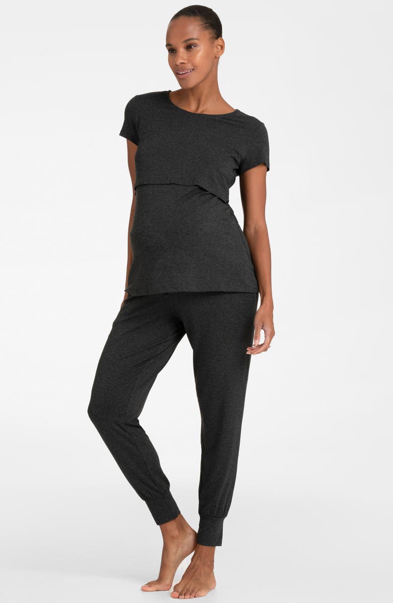 Seraphine Hospital Bag 4-Piece Maternity/Nursing Sleep Set, Alternate, color, 