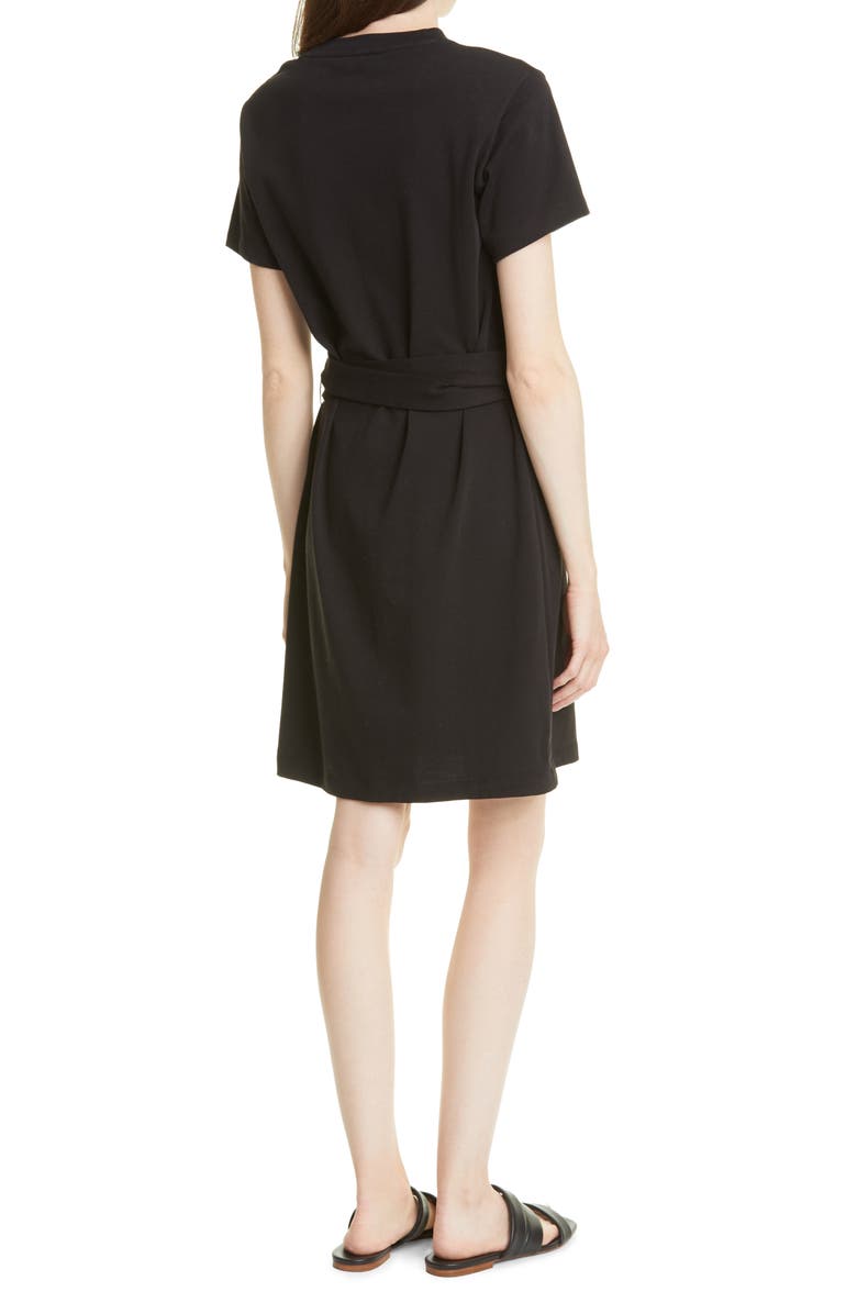 Vince Tie Waist Short Sleeve Cotton Dress, Alternate, color,