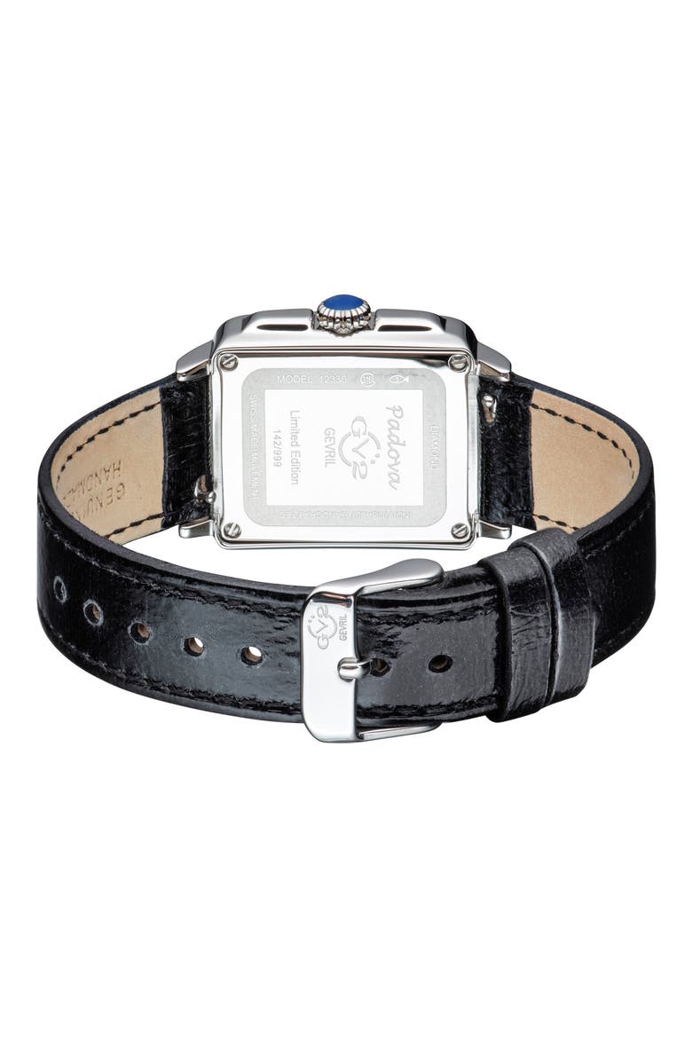 Padova Diamond Leather Strap Watch, 27mm x 30mm - 0.0116ct., Alternate, color, BLACK