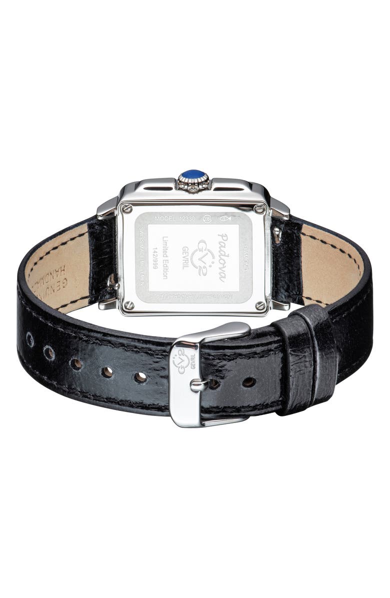 GV2 Padova Diamond Leather Strap Watch, 27mm x 30mm - 0.0116ct., Alternate, color, Black