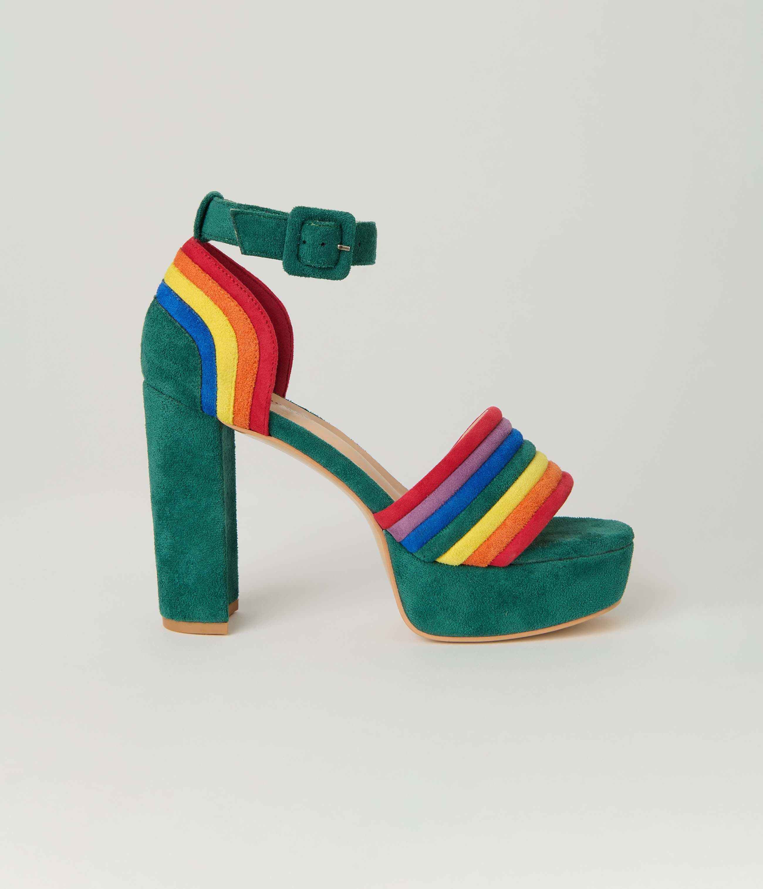 Unique Vintage Suede Peep Toe Pumps, Alternate, color, Green Rainbow
