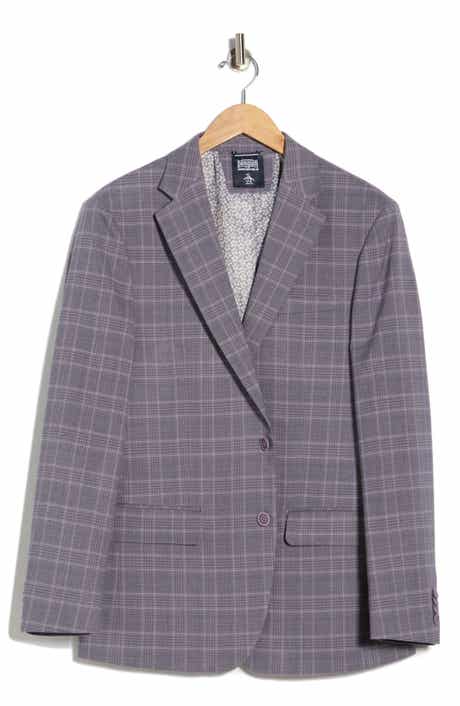 Original Penguin Purple Plaid Notch Lapel Blazer