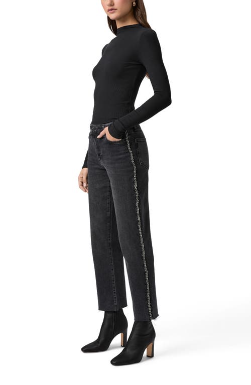 Paige Mason Rhinestone Ankle Straight Leg Jeans In Black