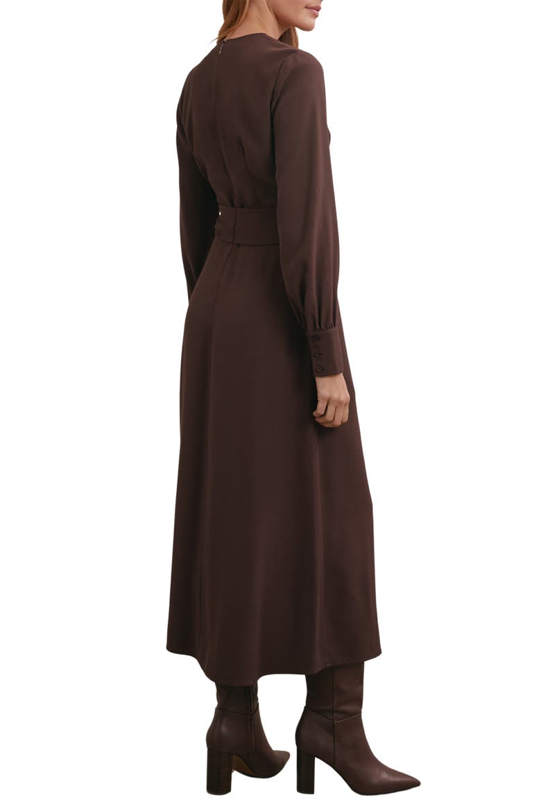 Mira Drape Detail Long Sleeve Dress, Alternate, color, BURGUNDY