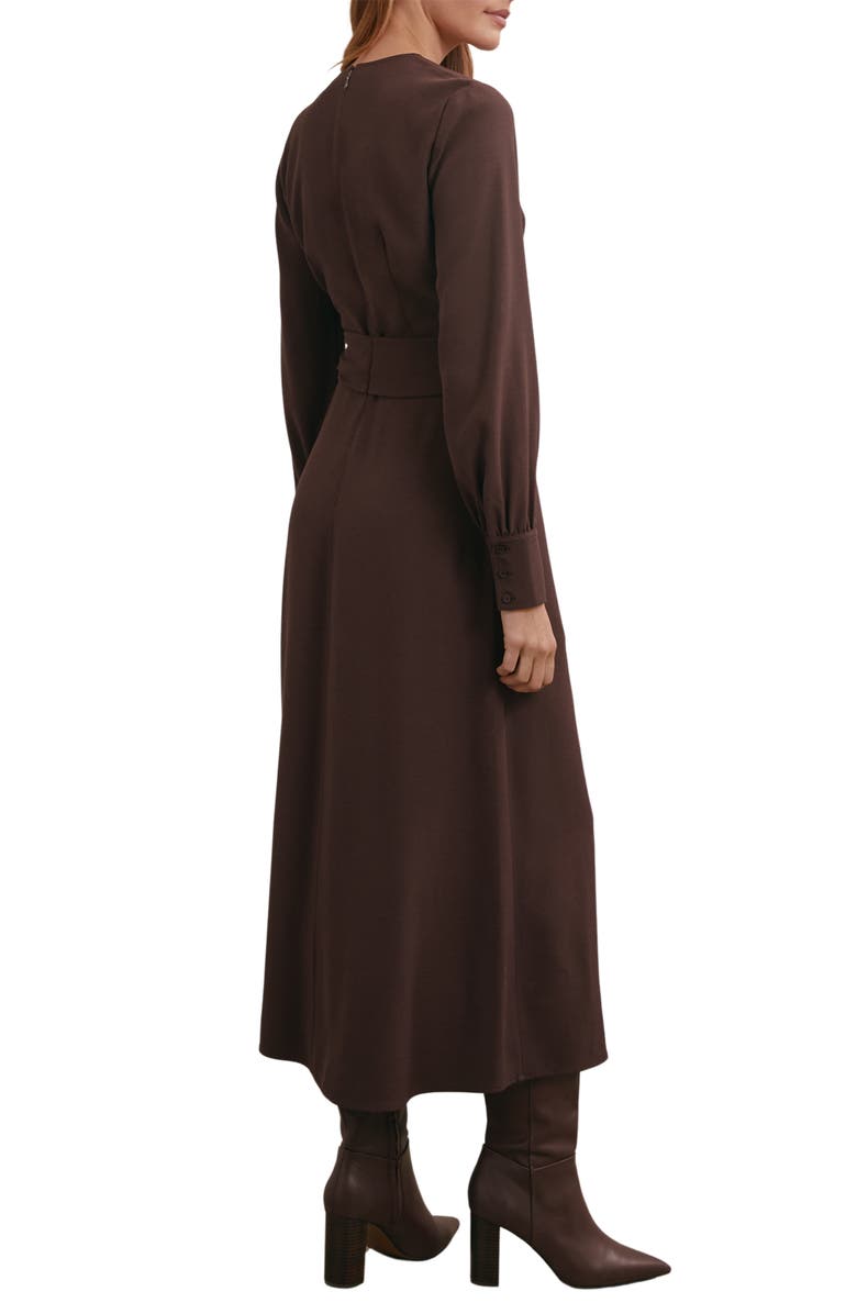 Reiss Mira Drape Detail Long Sleeve Dress, Alternate, color, Burgundy