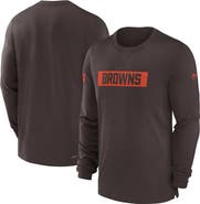 Nike Men's Nike Brown Cleveland Browns Sideline Player Performance Long Sleeve T-Shirt