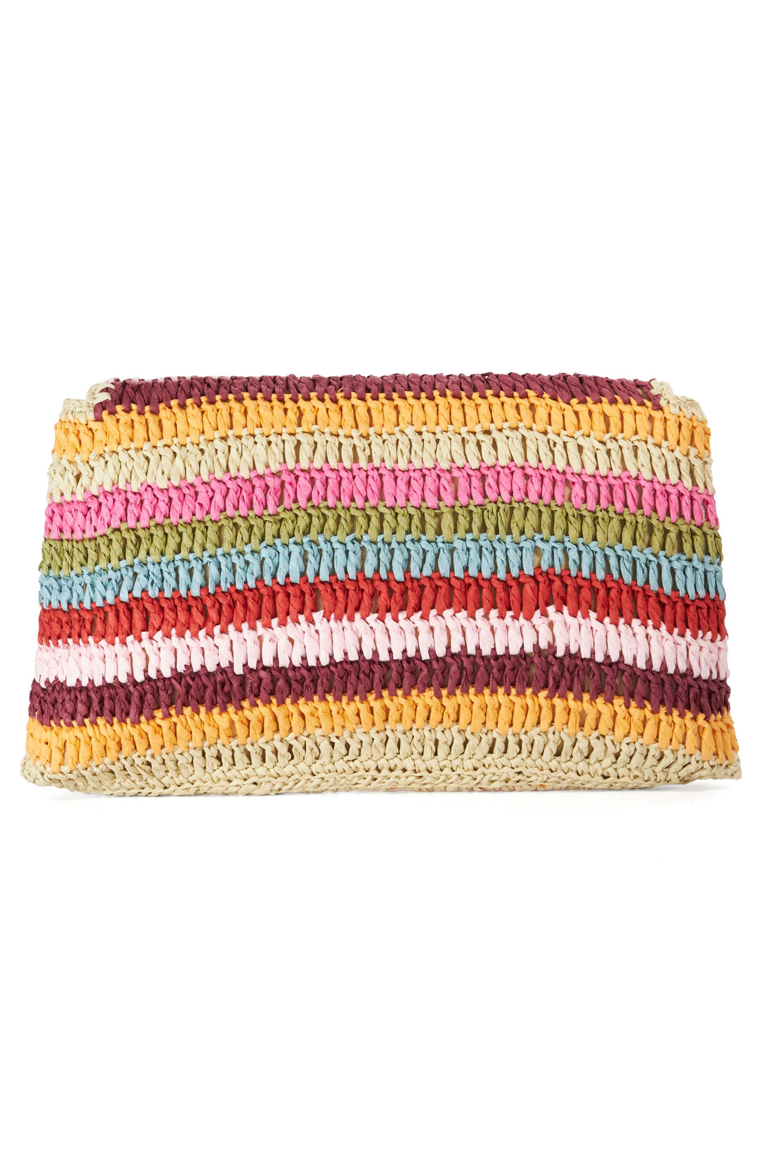 Essentials Stripe Straw Clutch, Alternate, color, MULTI-SYNTHETIC