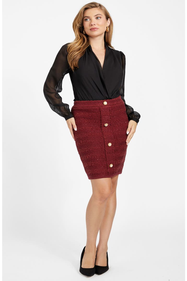 Clara Knit Pencil Skirt, Alternate, color, RED
