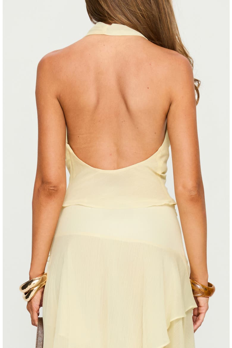 Evaleine Cowl Neck Chiffon Halter Top, Alternate, color, BABY YELLOW