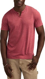 Lucky Brand Venice Button Neck Cotton Blend T-Shirt