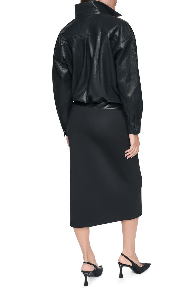 Faux Leather Shirt Jacket, Alternate, color, BLACK