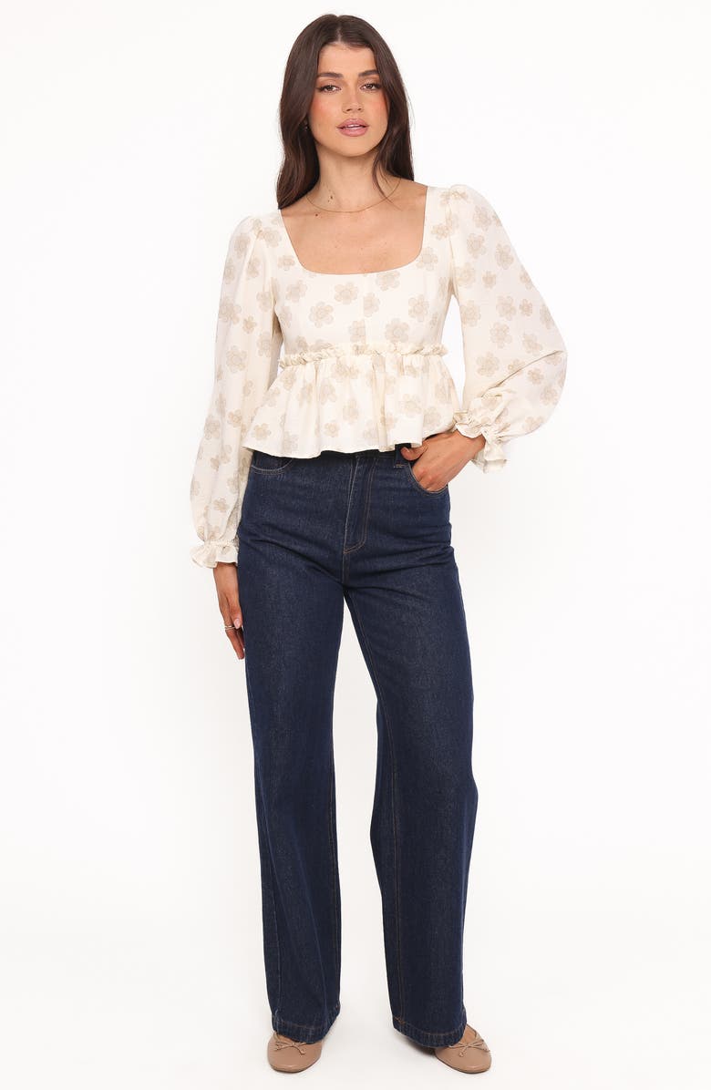 Petal & Pup Cielo Floral Peplum Top, Alternate, color, Sand Beige Floral